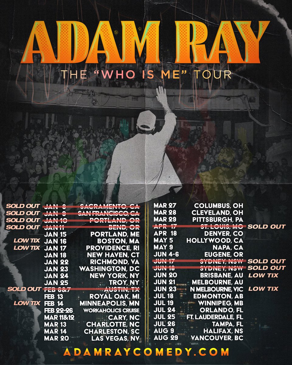 Adam Ray live tour poster 2026–2027
